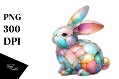 Colorful Bunny with and Diamond PNG Product Image 1