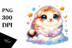 Colorful Baby Lemming with Stars and Clouds | Clipart Product Image 1