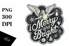 Retro Merry and Bright Christmas Png Product Image 5