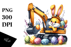 Bunny with Easter Egg and Excavator PNG Product Image 1