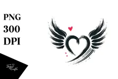 Simple Paintbrush Style Heart with Wings PNG Product Image 1
