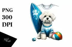 Maltese Sitting Sand,Surf Ball Clipart | Clipart Product Image 1