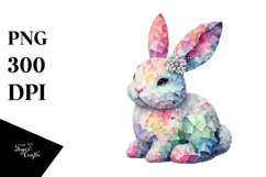 Colorful Bunny Made of Diamonds on Splashy Background PNG Product Image 1