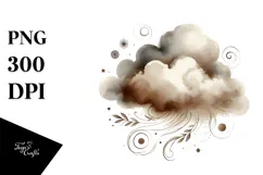 Vintage Brownish Cloud Watercolor | Sublimation | Clipart Product Image 1