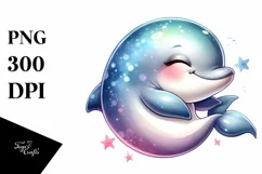 Colorful Sleepy Baby Dolphin Clipart Product Image 3