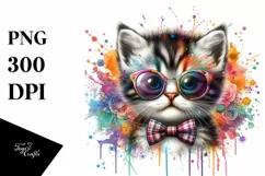 Quirky Colorful Kitten Sunglasses Painting Product Image 3