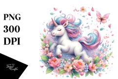 Colorful Baby Unicorn Tumbling with Spring Petals | Product Image 3