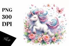 Colorful Baby Unicorn Tumbling with Spring Petals | Product Image 3