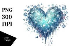 Icy Heart Watercolor PNG Product Image 1