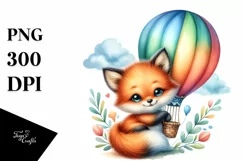 Watercolor Baby Fox | Sublimation | Clipart Product Image 1