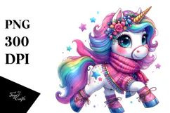 Vibrant Drawing Cute Unicorn PNG Product Image 1