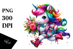 Vibrant Drawing Cute Unicorn PNG Product Image 1
