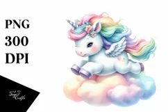 Pastel Watercolor Baby Unicorn PNG Product Image 3