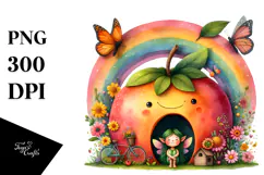 Colorful Fairy House with Large Fruit | Clipart Product Image 1