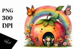 Colorful Fairy House with Large Fruit | Clipart Product Image 3
