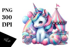 Colorful Baby Unicorn with Big Top PNG Product Image 1