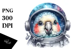 Cute Baby Parrot with Astronaut Helmet PNG Product Image 1