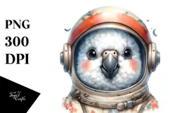 Cute Baby Parrot with Astronaut Helmet PNG Product Image 1