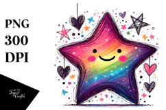 Colorful Star and Moon PNG Product Image 1