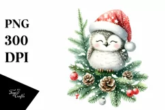 Baby Owl by Christmas Tree PNG Product Image 3