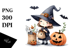Funny Witch Clipart, Watercolor Style Product Image 1