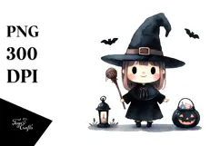 Simple Haloween Clipart with Witch PNG Product Image 1