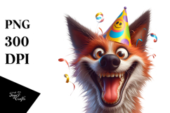 Cheerful Dog with Party Hat, Digital Art Product Image 1
