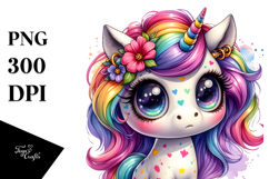 Cute Unicorn with Big Eyes, Transparent PNG Product Image 1