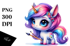 Cute Unicorn with Big Eyes, Transparent PNG Product Image 1