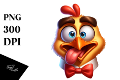 Playful Chicken with Bow Tie PNG Product Image 1