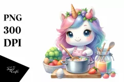 Cute Baby Unicorn Cooking | Clipart Product Image 3