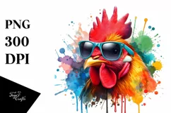 Quirky Colorful Chicken Sunglasses Painting Product Image 3