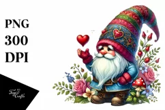 Detailed Valentine Gnome PNG Product Image 1