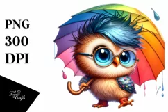 Cute Baby Owl Playing PNG Product Image 1