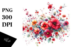Colorful Watercolor with Red Flowers | Clipart Product Image 1