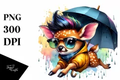 Jumping Baby Deer with Raincoat, Transparent PNG Product Image 3
