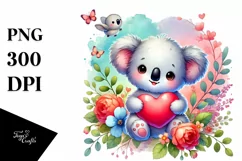 Cute Baby Koala with Heart PNG Product Image 1