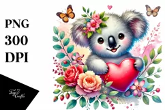 Cute Baby Koala with Heart PNG Product Image 1