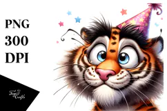 Tiger with Party Hat, Transparent PNG Product Image 1