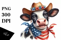 Enthusiastic Cow Portrait with Bandana and Cowboy Hat | Product Image 1