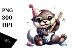 Energetic Baby Otter with Rocker Look, High-Quality PNG Product Image 1