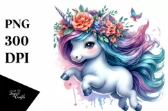 Cute Baby Unicorn Jumping PNG Product Image 3