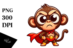 Silly Monkey with Superhero Cape PNG Product Image 1