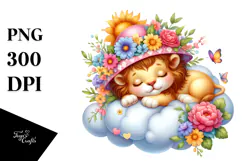 Cute Baby Lion on Cloud | Sublimation | Clipart Product Image 1