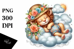 Cute Baby Lion on Cloud | Sublimation | Clipart Product Image 4