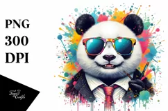 Quirky Colorful Panda Sunglasses Watercolor Product Image 1