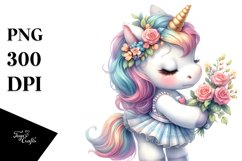 Cute Baby Unicorn Wearing in Watercolor Style | Clipart Product Image 3