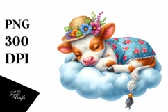 Cute Baby Cow on Cloud | Sublimation | Clipart Product Image 4