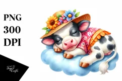 Cute Baby Cow on Cloud | Sublimation | Clipart Product Image 4