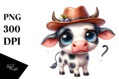 Expressive Baby Cow Confused Watercolor | Sublimation | Product Image 1